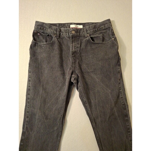 Tommy Hilfiger Jeans 36x30 Black Denim Five-Pocket Design Chino 5 Pocket Preppy - Picture 2 of 11